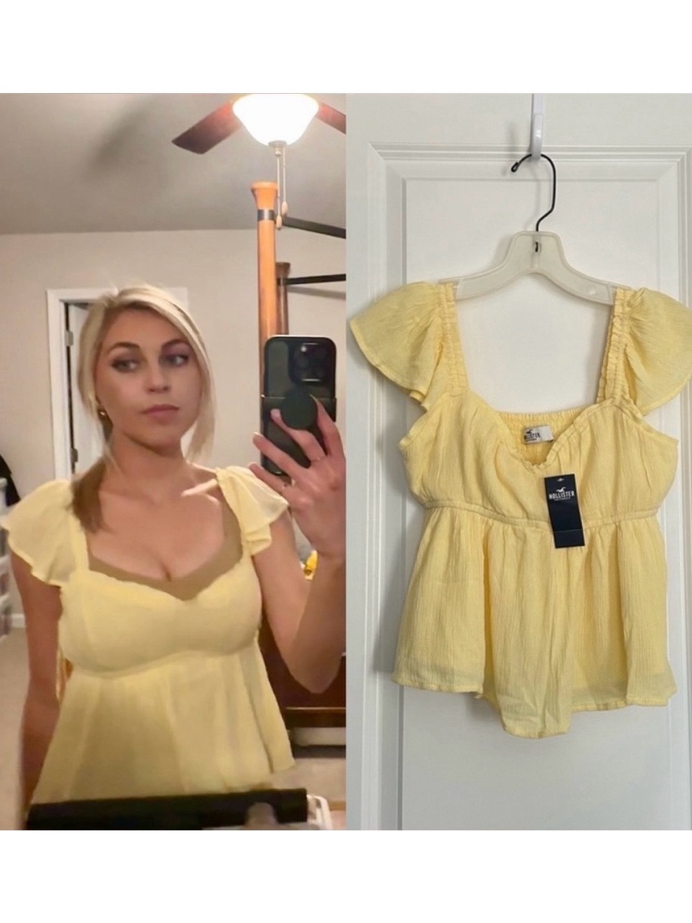 🌻 (NWT) Hollister • Yellow Babydoll Top